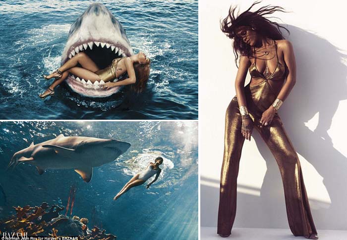 Rihanna Dimakan Hiu? Ini Aksi Terbarunya untuk Harper`s Bazaar